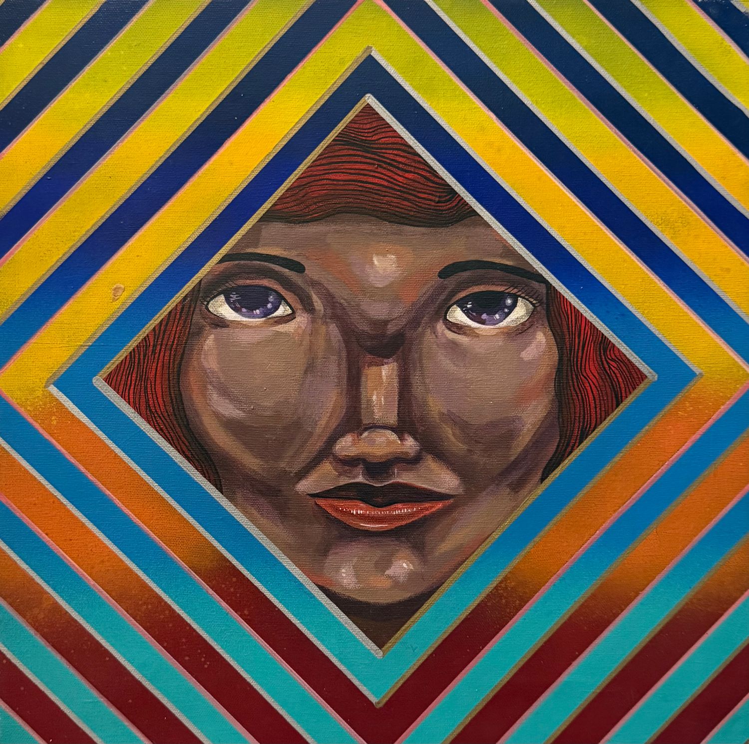 RED HAIR (ACRYLIC AND SPRAY PAINT ON CANVAS)