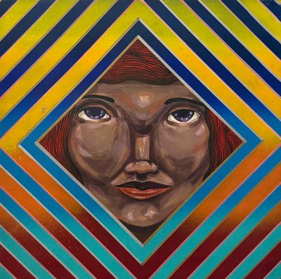 RED HAIR (ACRYLIC AND SPRAY PAINT ON CANVAS)