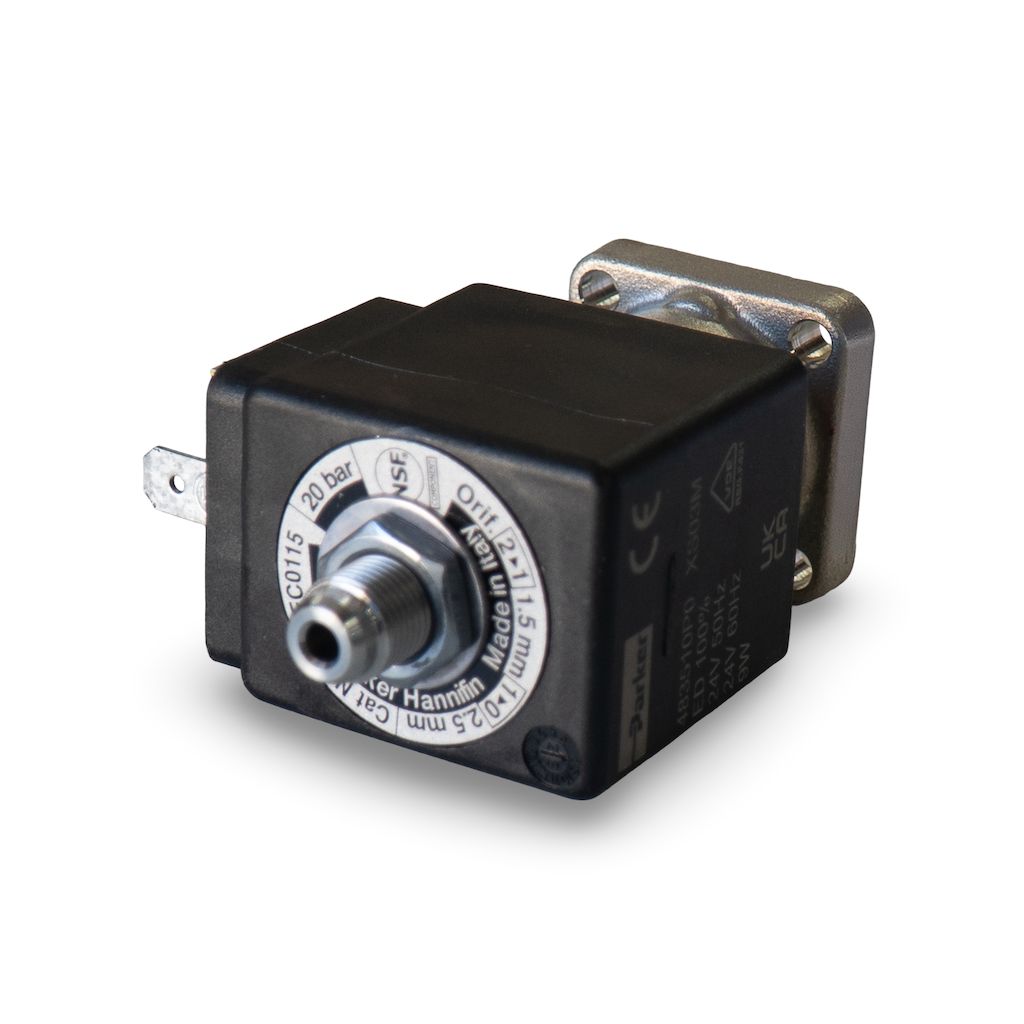 Parker 3 Way 24V Flat Base Solenoid - 50-60Hz 8W 20 Bar [B4]
