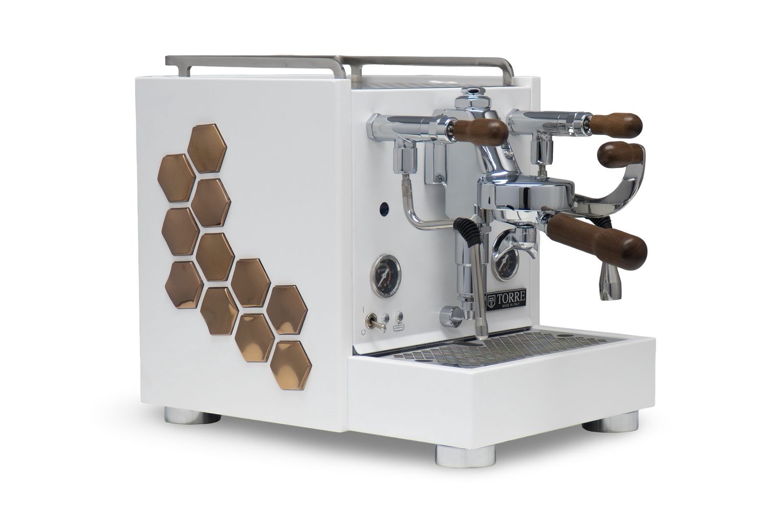1gr Torre Teresina RS (Luxury Line) White With Bronze Hexa (Style 2) Pattern with Wood Coffee Machine