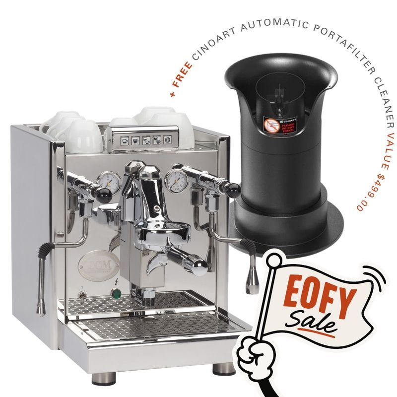 ECM Elektronika II Profi + Cinoart Automatic Portafilter Cleaner Combo