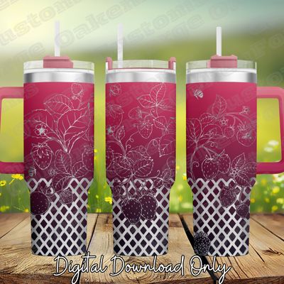 Strawberry Delight 40oz Full Wrap Tumbler SVG File