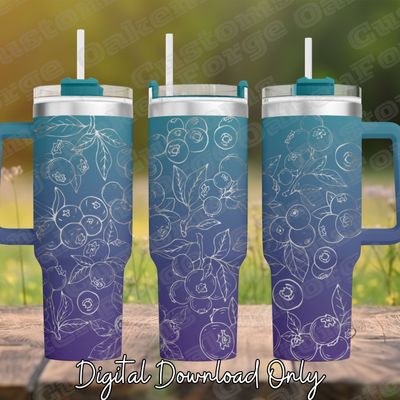 Blueberry 40oz Full Wrap Tumbler SVG File