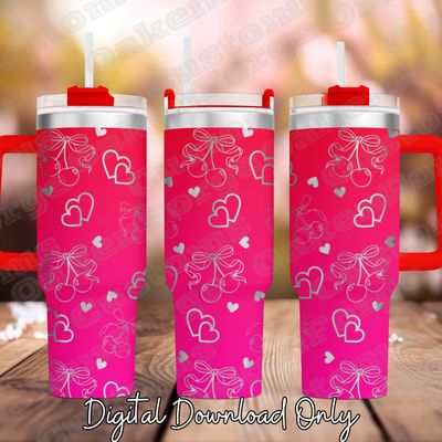Cherry Love 40oz Full Wrap Tumbler SVG File