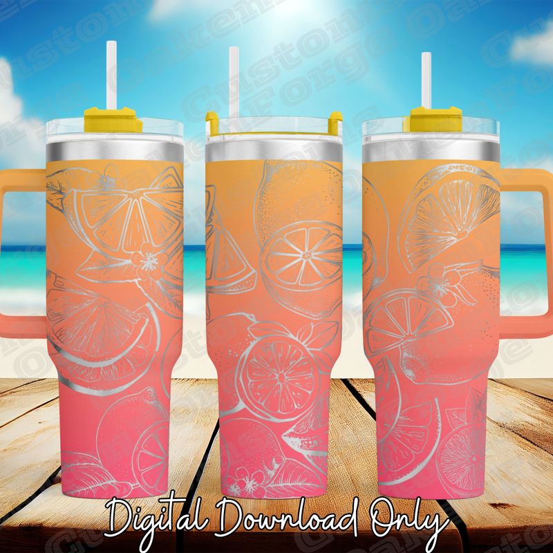 Lemon 40oz Full Wrap Tumbler SVG File