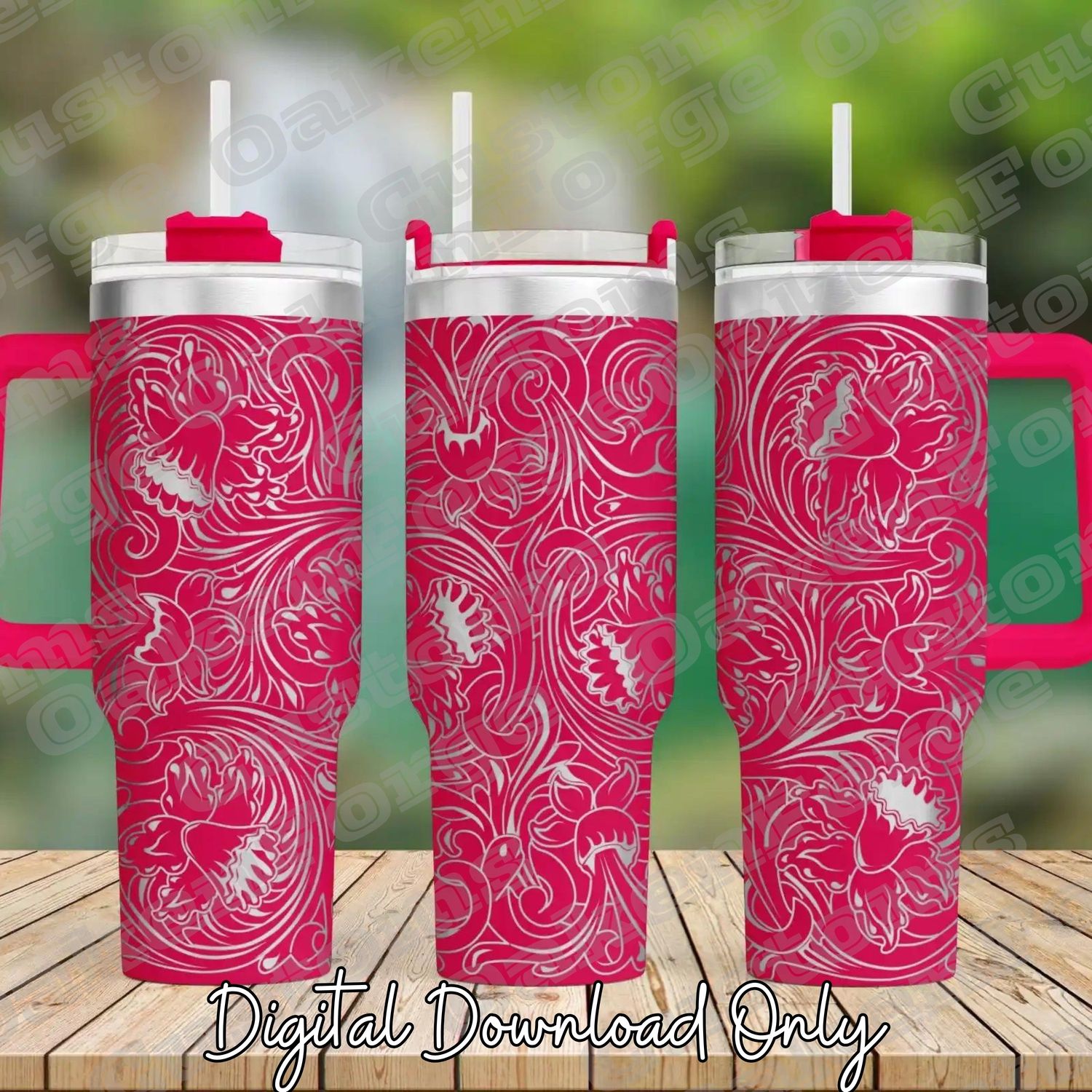 Leather Buttercup 40oz Tumbler Full Wrap SVG File
