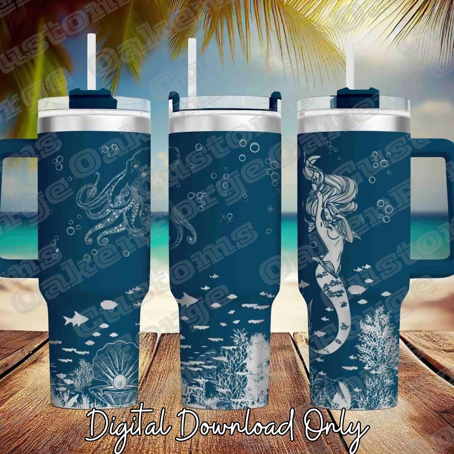 Mermaid and Friend 40oz Full Wrap Tumbler SVG File