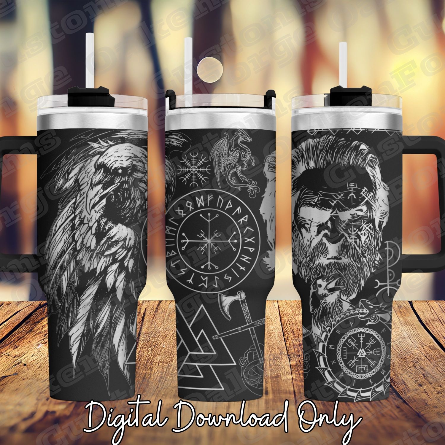 Viking Oden 40oz Full Wrap Tumbler SVG File