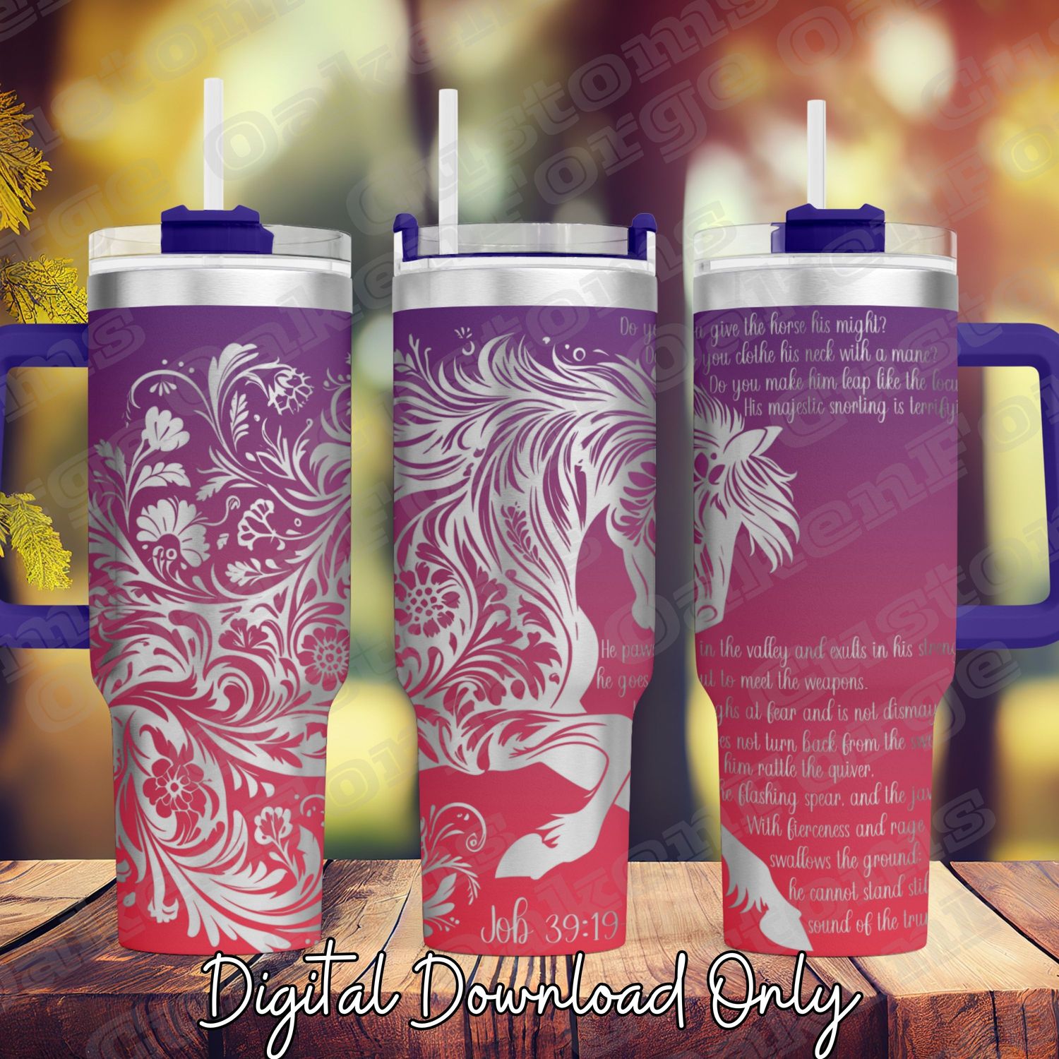Horse Strength 40oz Tumbler Full Wrap SVG File