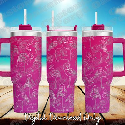 Flamingo 40oz Full Wrap Tumbler SVG File