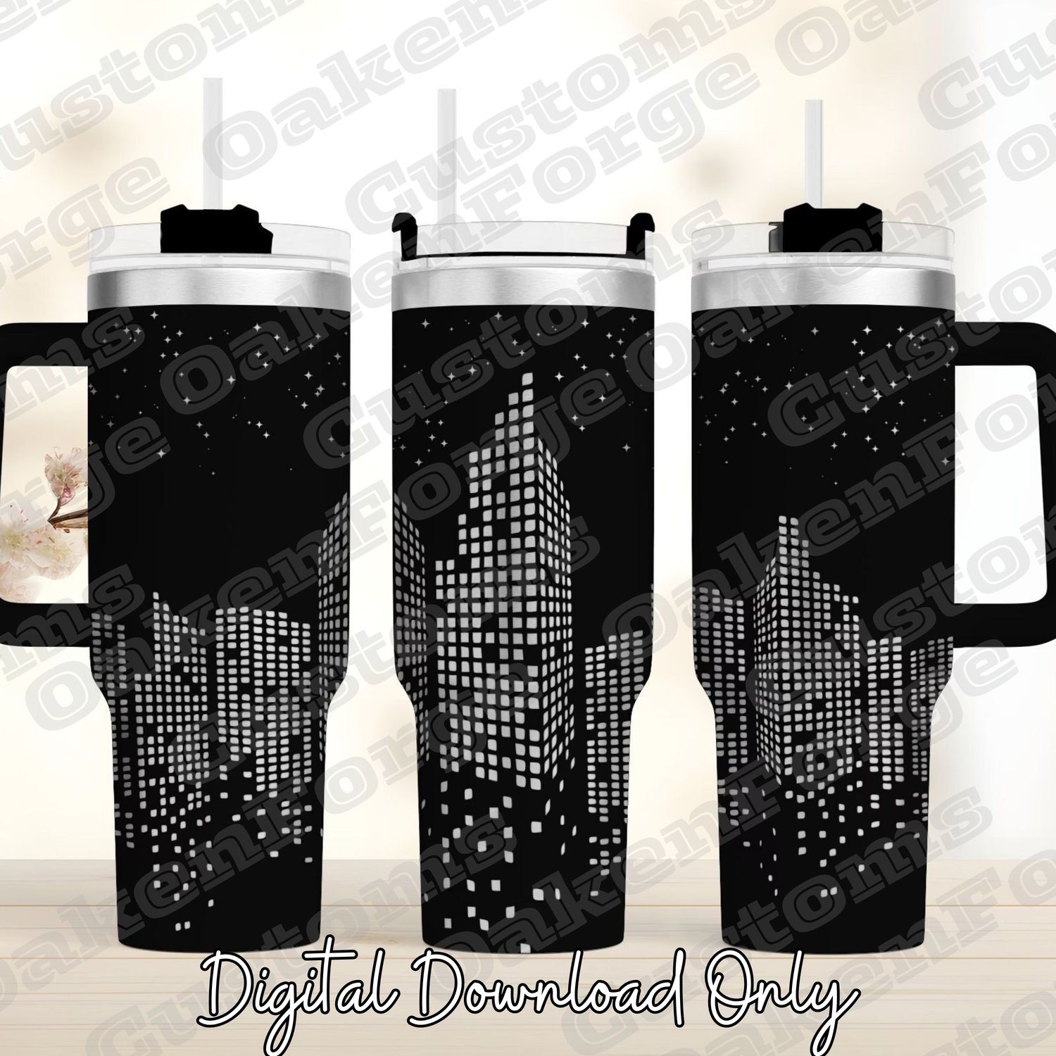 City Lights 40oz Full Wrap Tumbler SVG File