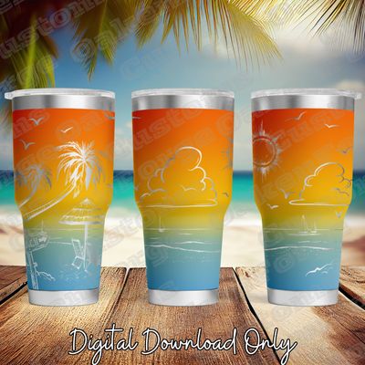 Beach 20oz Full Wrap Tumbler SVG File