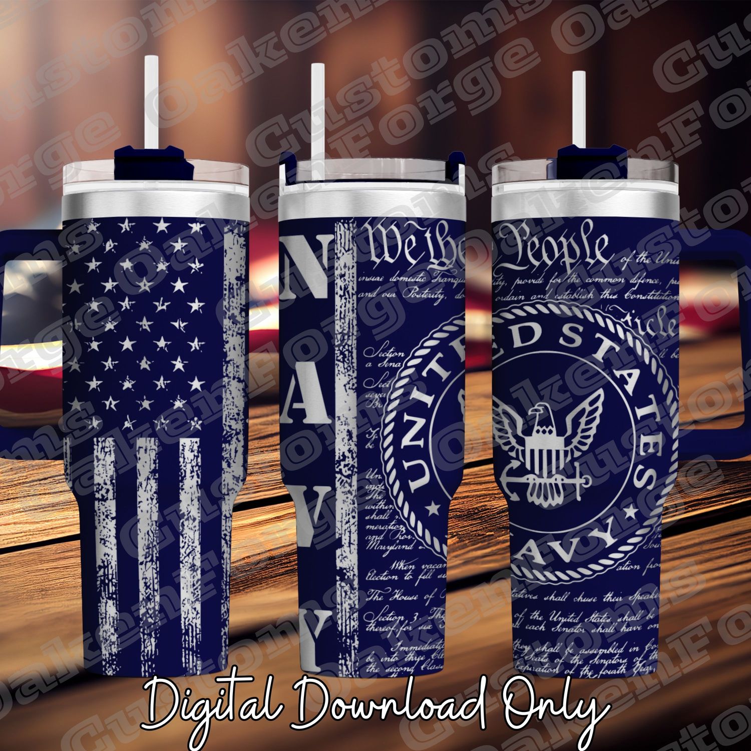 NAVY 40oz Full Wrap Tumbler SVG File