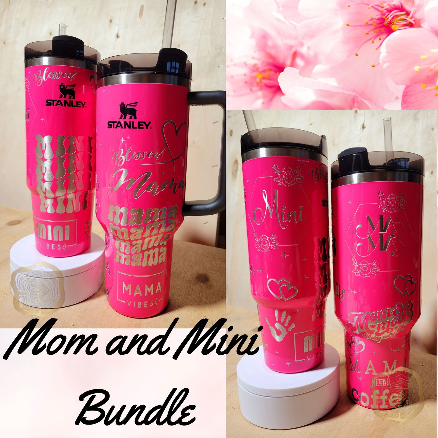 Mom and Mini 40oz and 30oz Full Wrap Tumbler SVG Files Bundle