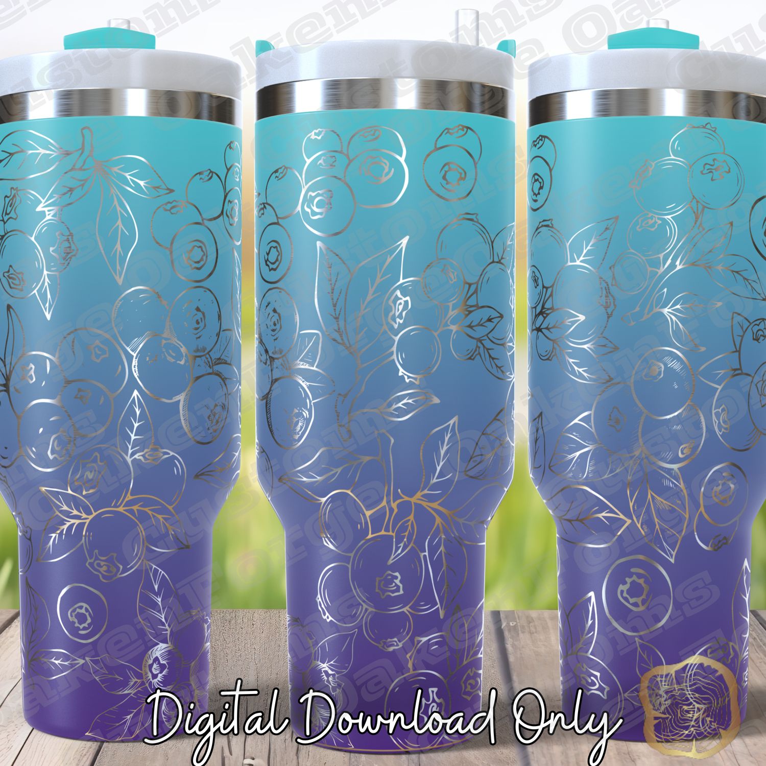 Blueberry 40oz Full Wrap Tumbler SVG File
