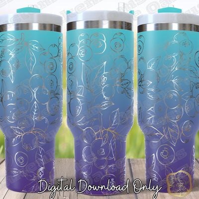 Blueberry 40oz Full Wrap Tumbler SVG File
