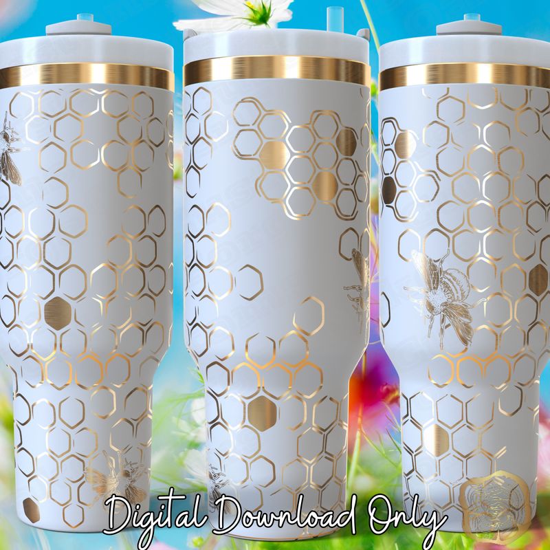 Honeybees 40oz Full Wrap Tumbler SVG File