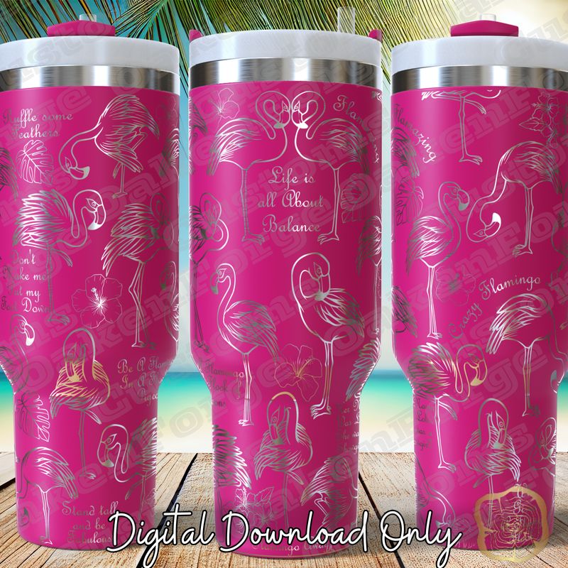 Flamingo 40oz Full Wrap Tumbler SVG File