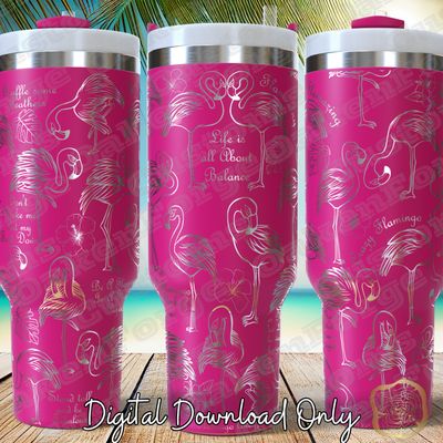 Flamingo 40oz Full Wrap Tumbler SVG File