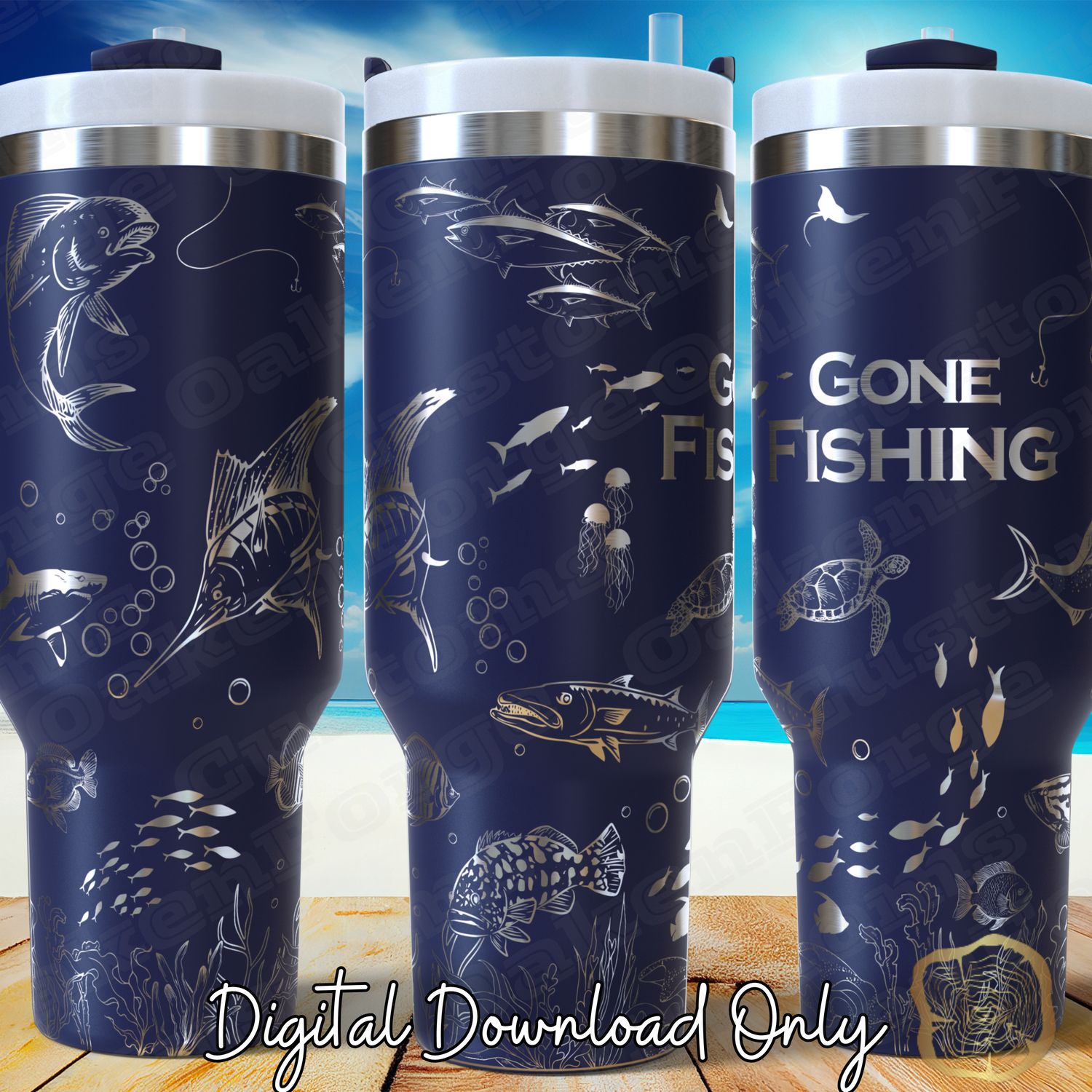 Gone Fishing 40oz Tumbler SVG File