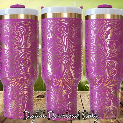 Leather Buttercup 40oz Tumbler Full Wrap SVG File