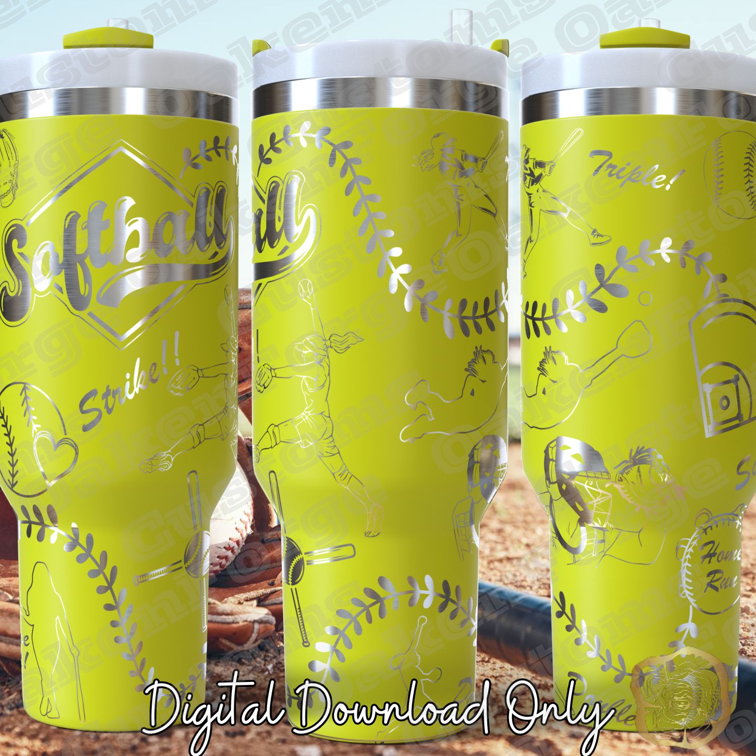 Softball 40oz Tumbler wrap SVG File