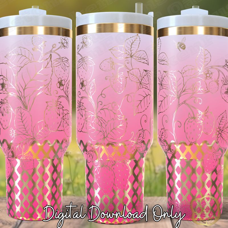 Strawberry Delight 40oz Full Wrap Tumbler SVG File