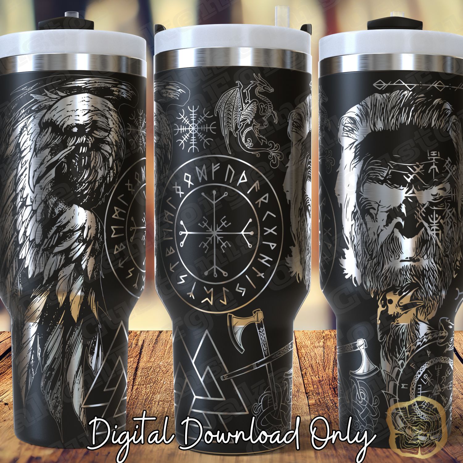 Viking Oden 40oz Full Wrap Tumbler SVG File