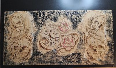 Buchenholz Wandbrett mit Brandmalung