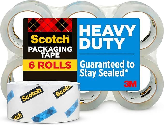 Heavy Duty Shipping Packing Tape (Clear Shipping and Packaging Supplies) (1.88 in. x 54.6 yd) (6 Tape Rolls)-(1 UNIT)