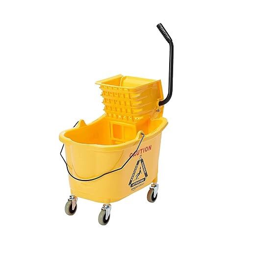 Side Press Wringer Combo Commercial Mop Bucket on Wheels -(Yellow)