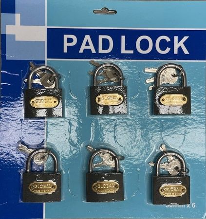 GLOBAL PAD LOCKS (6PC)-(1 UNIT)