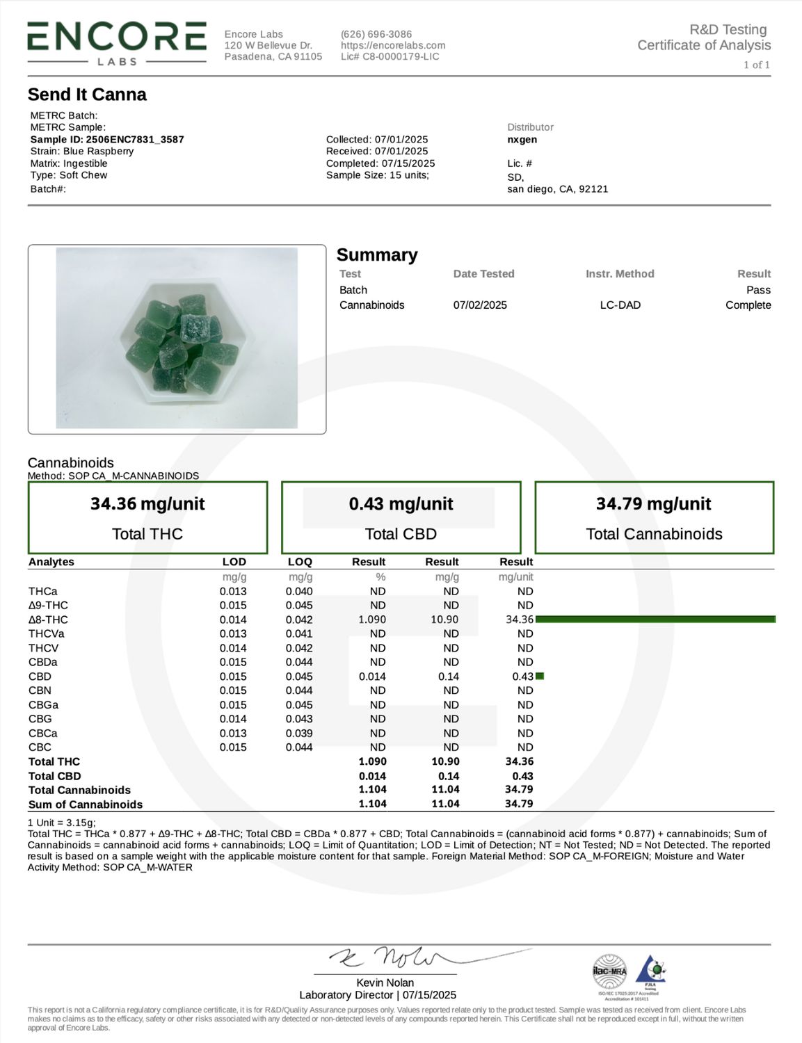 FULLSEND Canna Gummies (500MG) (15 Pieces/Package) -(5 UNITS)
