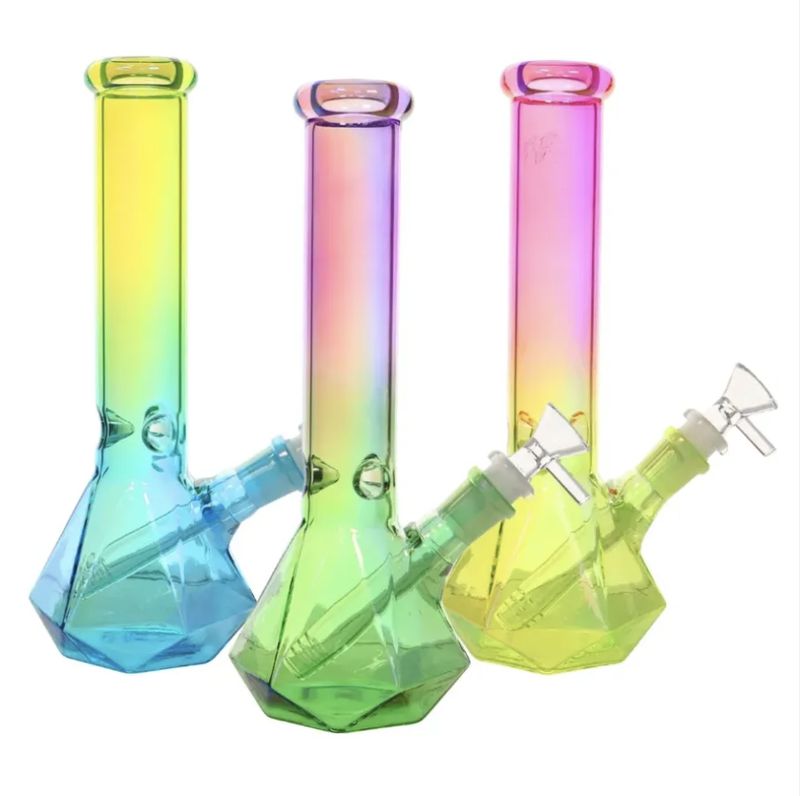 10" GLASS TOBACCO WATER PIPE BEAKER DESIGN (DIAMOND BASE 315 GRAM)-(1 UNIT)