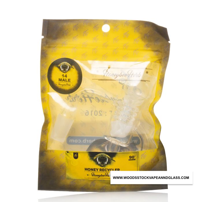 Honey Recycler 90° Standard Weld Yellow Line Quartz Banger (By Honeybee Herb)-(1 UNIT)