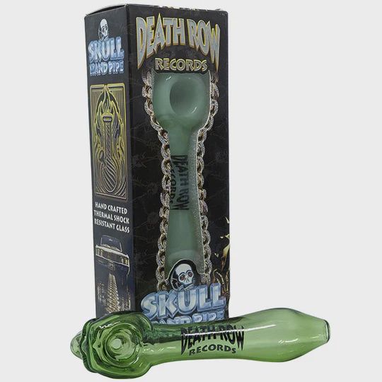 Death Row Records 4" Color Skull Hand Pipe-(1 UNIT)