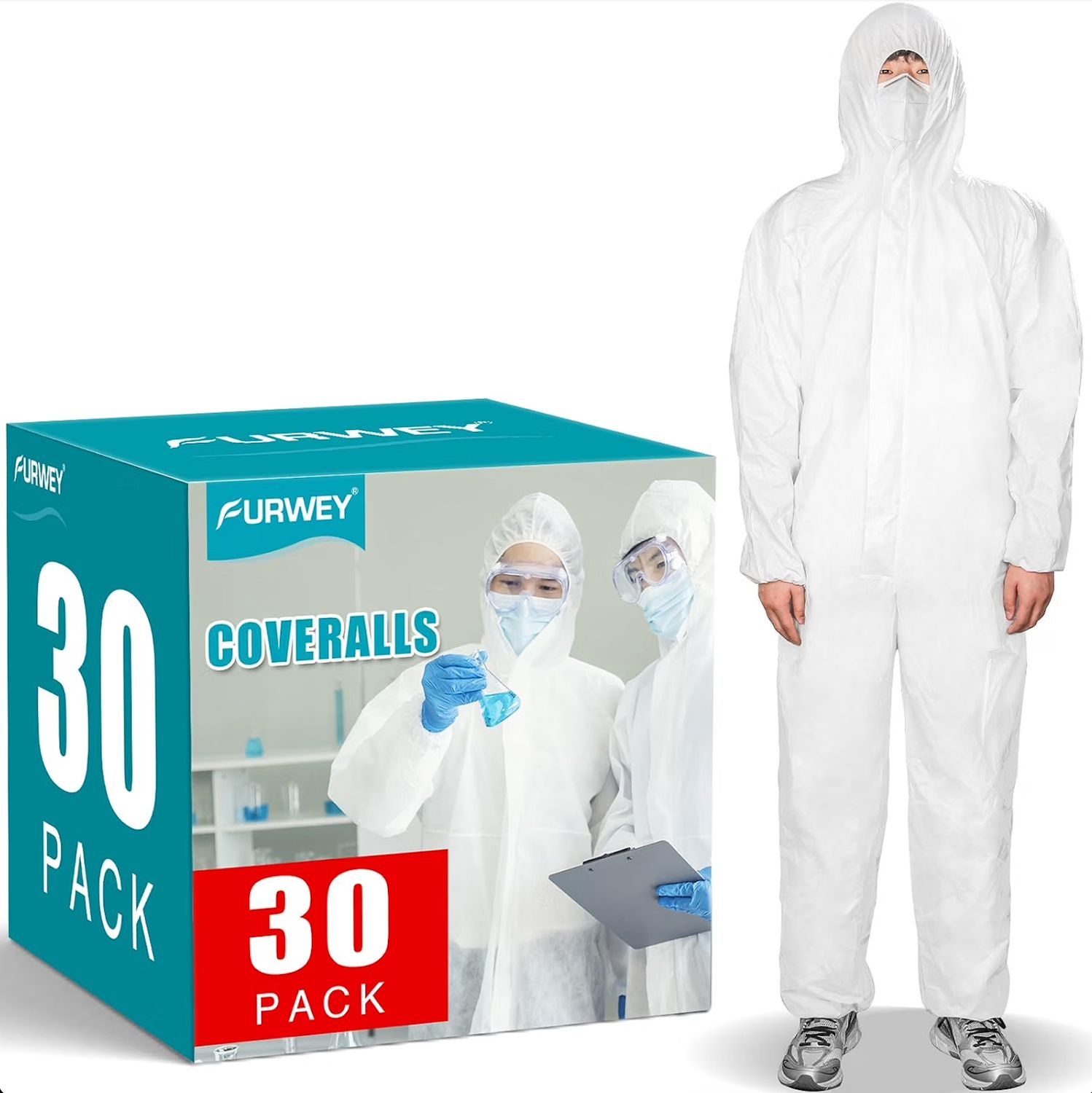 Hazmat Suits,30Pack Disposable Coveralls,Heavy Duty Full Body