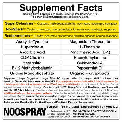 WebNutrients NooSpray for Focus + Energy