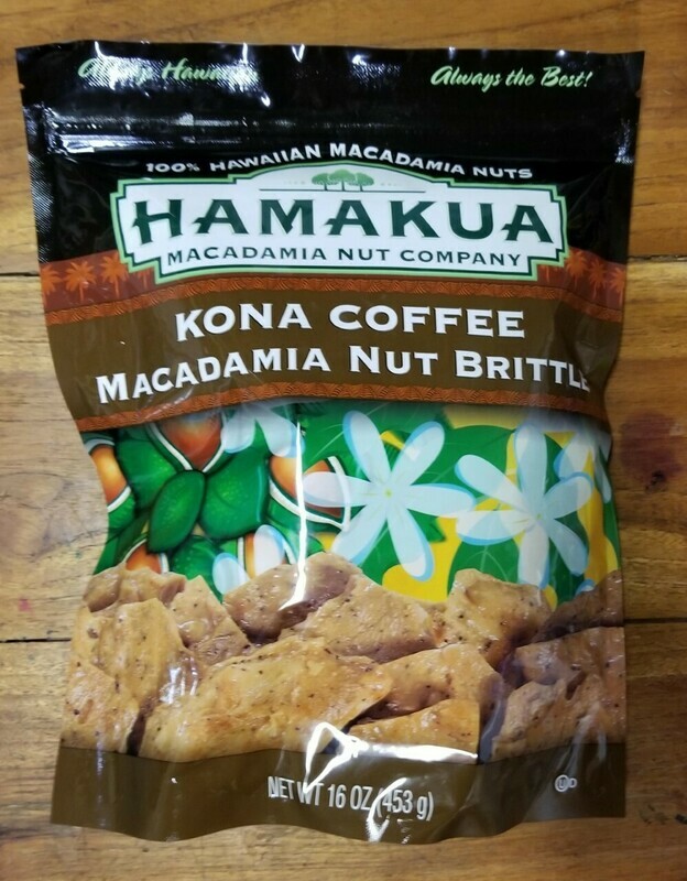 Hamakua Macadamia Nut Company Kona Coffee Macadamia Nut Brittle  16oz. Jumbo Size Bag