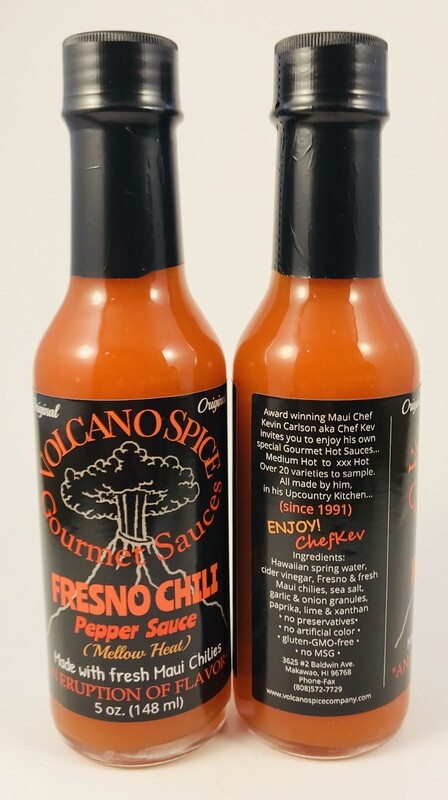 Volcano Spice Company Hot Sauce -  Fresno Chili Pepper Sauce (mellow heat)