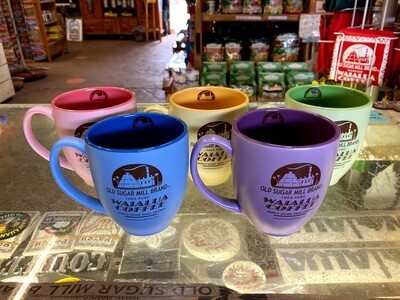 Old Sugar Mill Waialua Coffee Bistro Pastel Colors 17 oz. Mugs