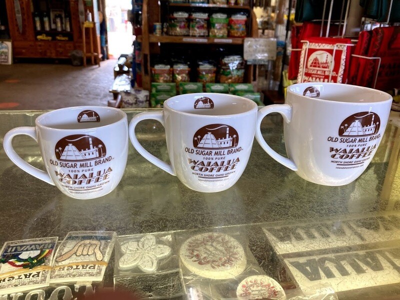 Old Sugar Mill  Waialua Coffee Porcelain Coffee Mugs Assorted Sizes
