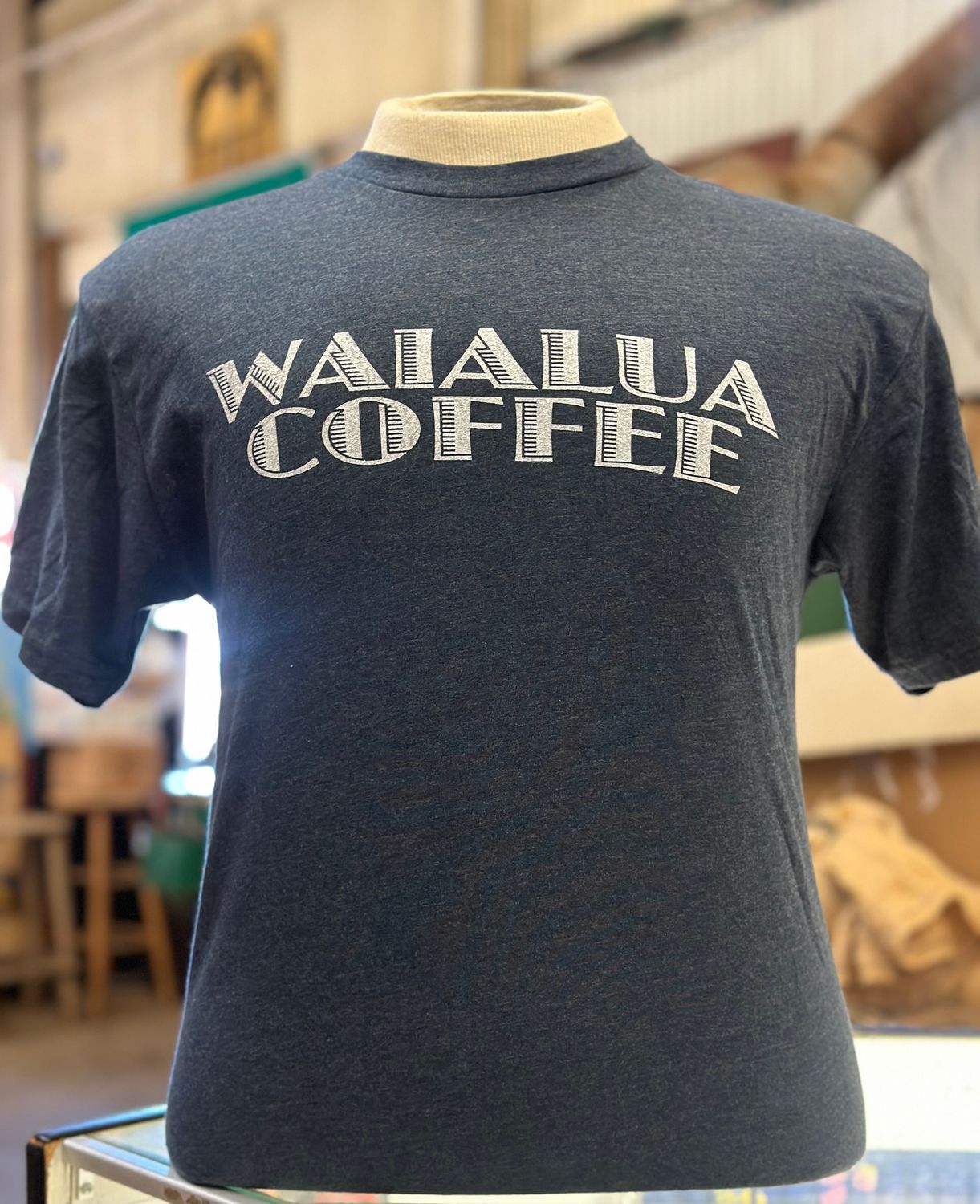 Old Sugar Mill Brand Waialua Coffee Men's T Shirt Mid Navy