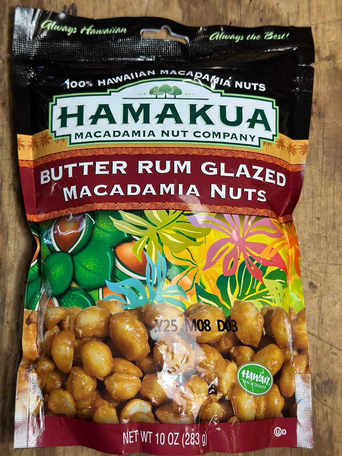 Hamakua Macadamia Nut Company Butter Rum Glazed Macadamia Nuts 10 oz. pouch