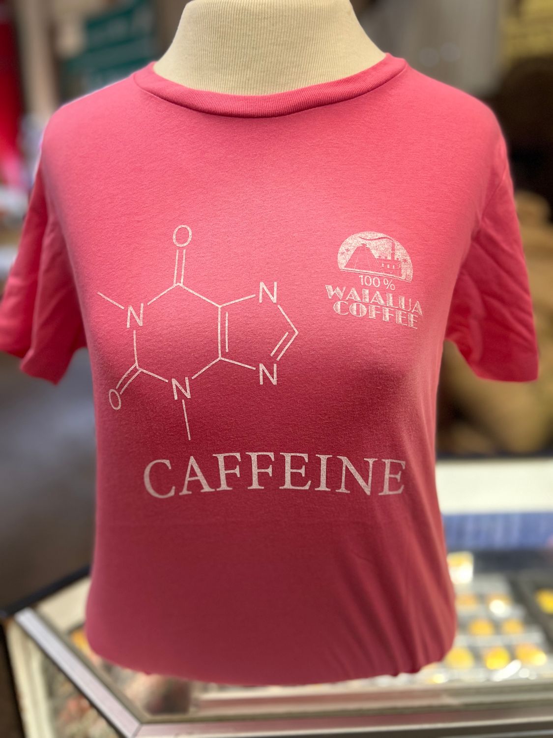 Caffeine Molecule Ladies T Shirt Pink