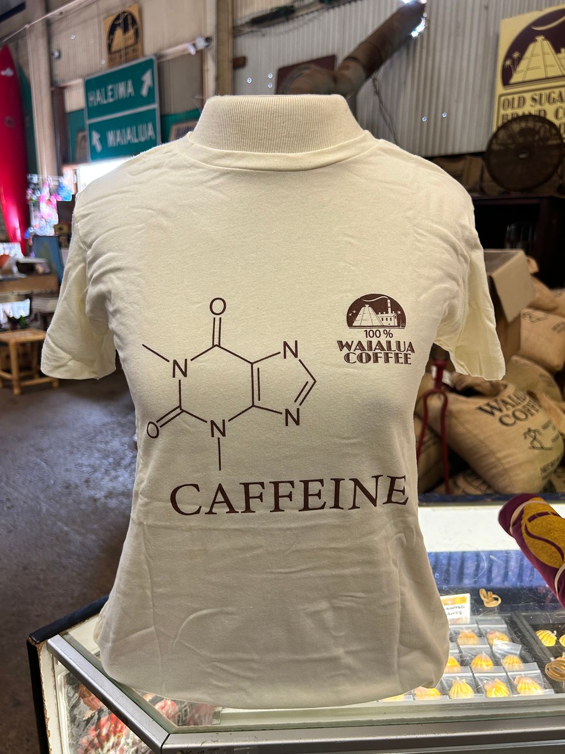 Caffeine Molecule Ladies T Shirt White