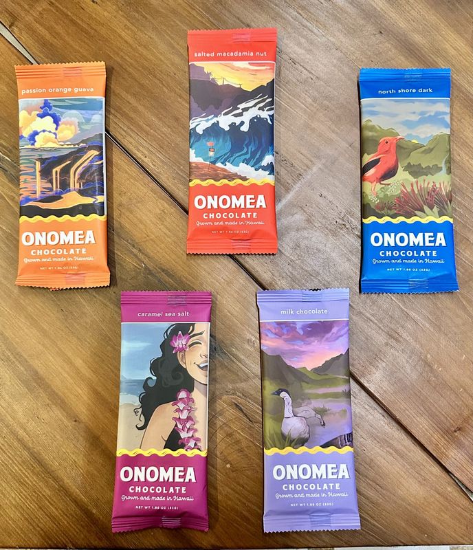 Onomea Hawaiian Chocolates 1.85 oz. Bars