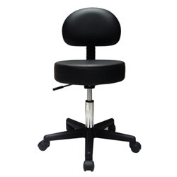 Pneumatic Air Stool WITH Seat Back, Comfy Cushion, Black
