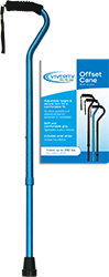 Offset Aluminum Adjustable Cane, Blue
