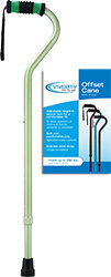 Offset Aluminum Adjustable Cane, Green